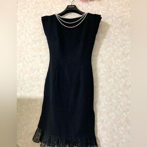 Jfashion vintage gyaru brand La Pafait black mini dress with faux pearls